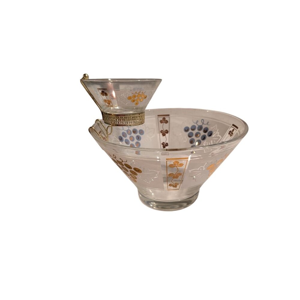 Anchor Hocking Vintage Chip & Dip Bowl Set Grapevine Design salsa 1970s